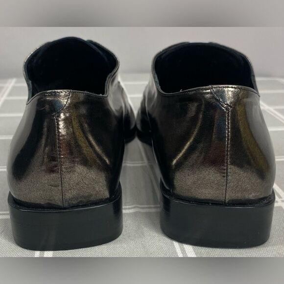 Calvin Klein Collection J4020 Metallic Anthracite Loafer Shoes Italy Size 37.5 - Picture 5 of 14
